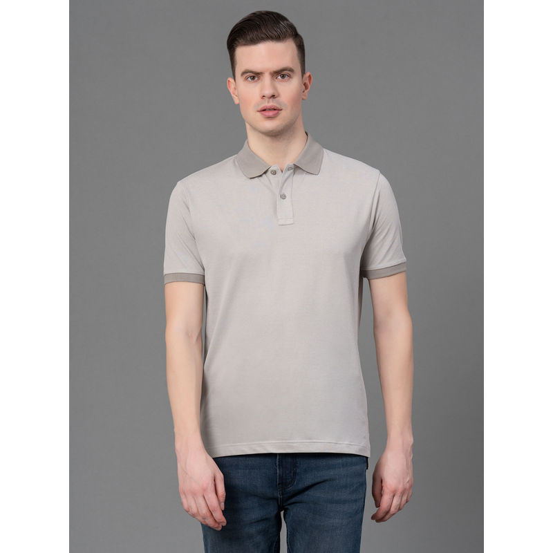 Red Tape Grey Melange Poly Cotton Mens Polo T-Shirt (S)