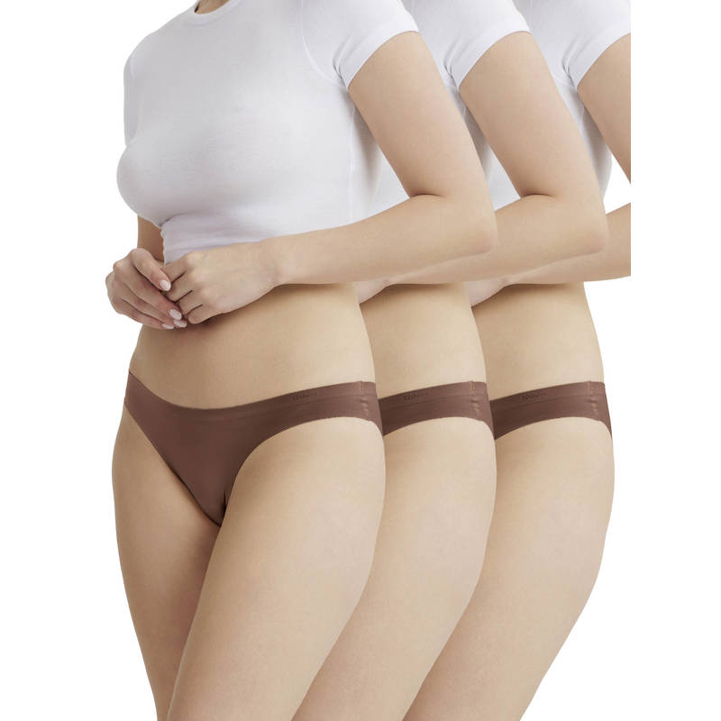 B'There Women Brown Seamless Bikini Briefs (Pack of 3) (2XL)