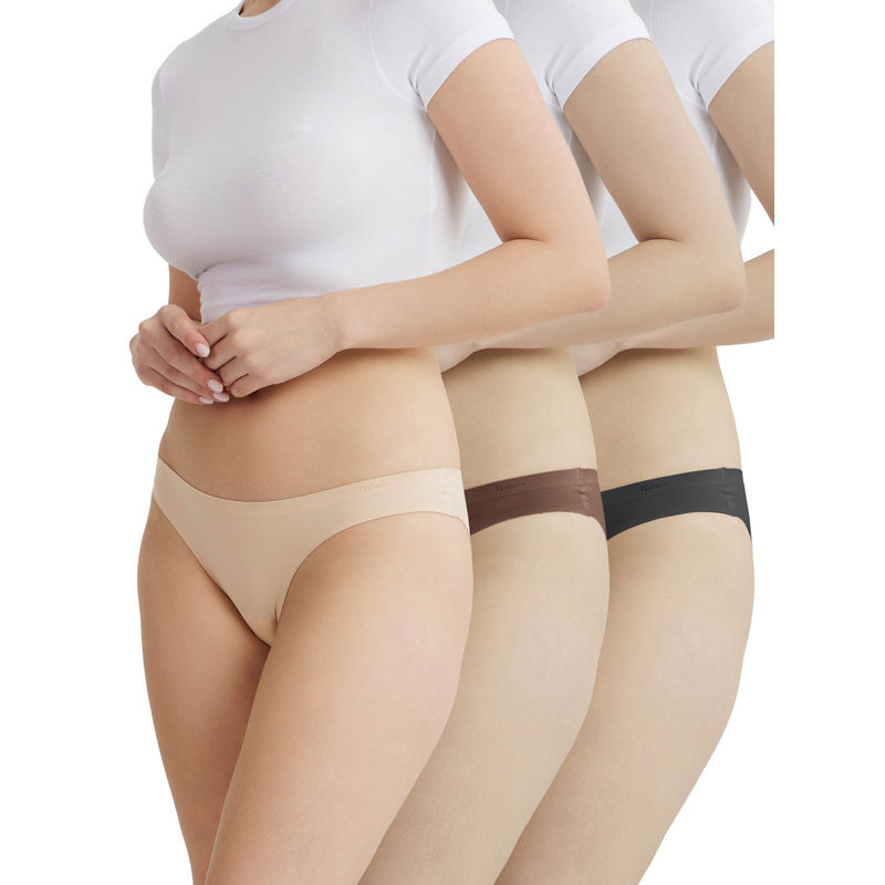 B'There Women Multi-Color Seamless Bikini Briefs (Pack of 3) (2XL)