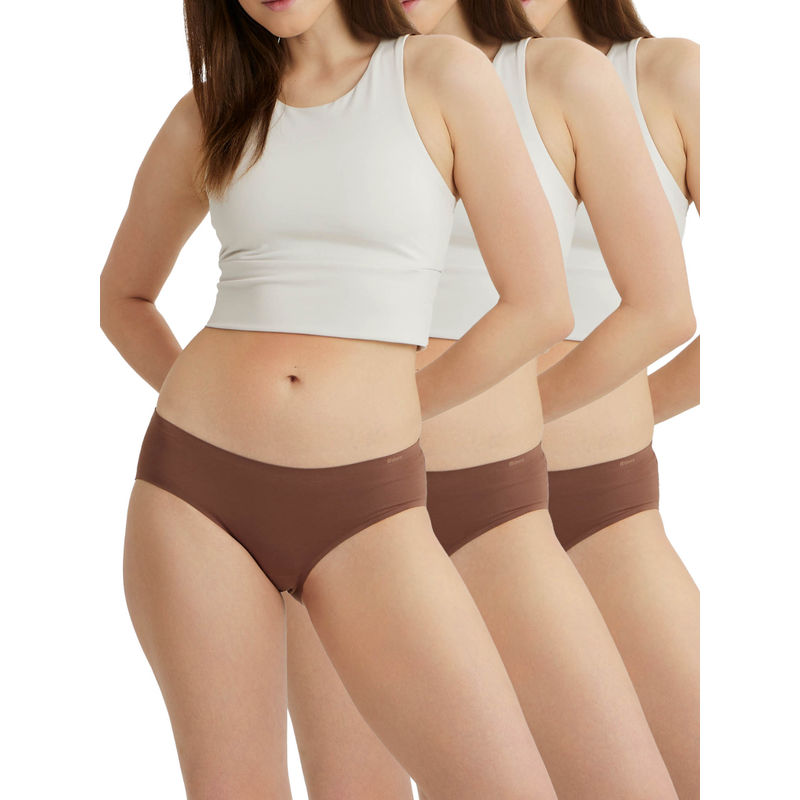 B'There Women Brown Seamless Hipster Briefs (Pack of 3) (2XL)
