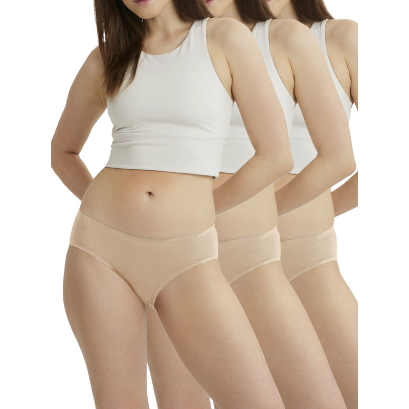 B'There Women Beige Seamless Hipster Briefs (Pack of 3) (M)