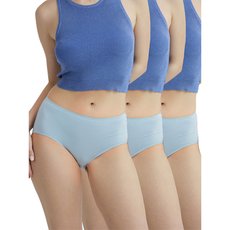 B'There Women Blue Seamless Full Briefs (Pack of 3) (L)