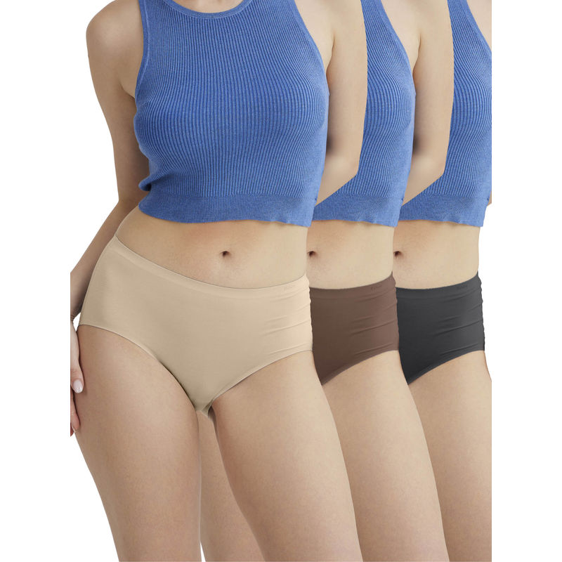 B'There Women Multi-Color Seamless Full Briefs (Pack of 3) (S)