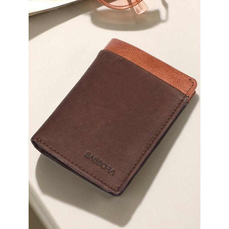 Buy Sassora Brown Genuine Leather Rfid Men's Wallet (M) Online
