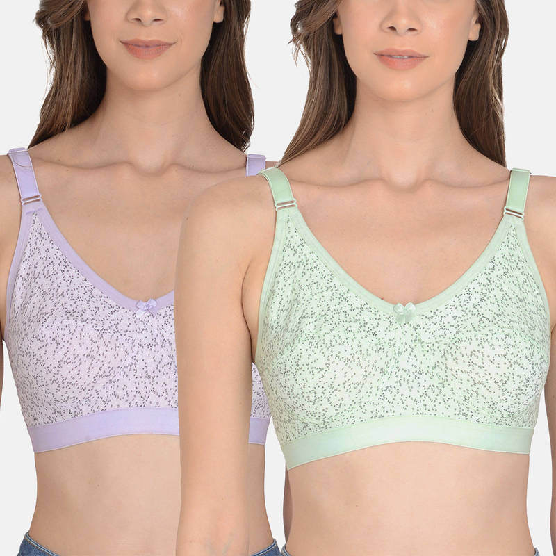 Mod & Shy Pack of 2 Printed Non Cut and Sew Everyday Bra - Multi-Color (32B)
