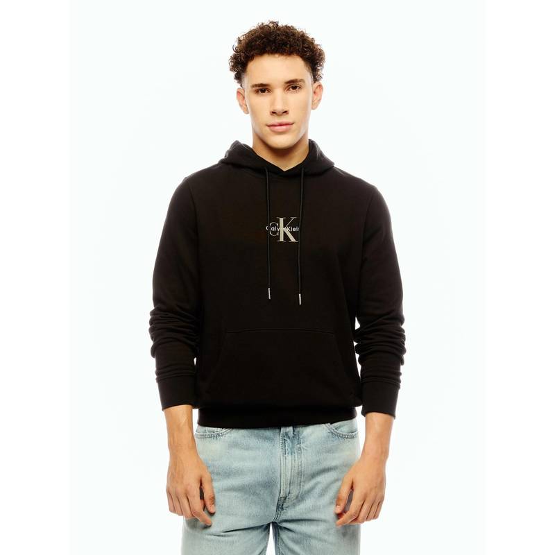 Calvin Klein Men Small Logo Relaxed Fit Cotton Hoodie - Black (2XL)