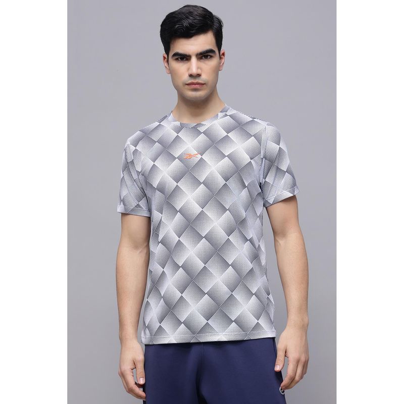 Reebok Men Black and White Printed T-shirt (XS)