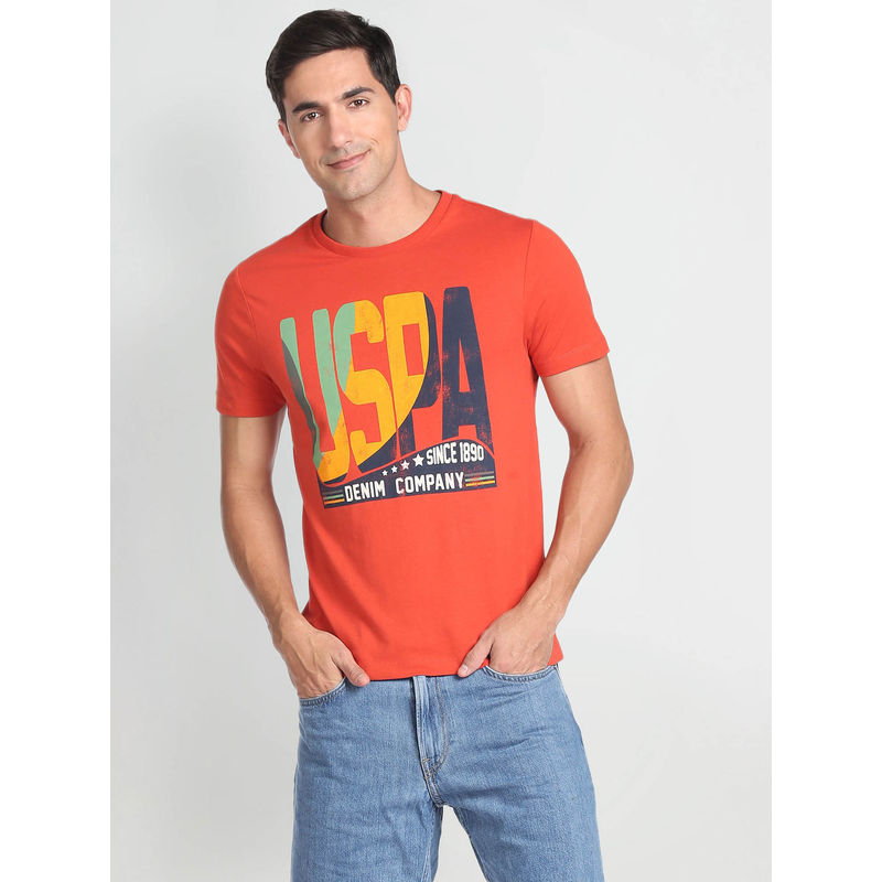 U.S. Polo Assn. Denim Co. Crew Neck Brand Print T-Shirt (S)
