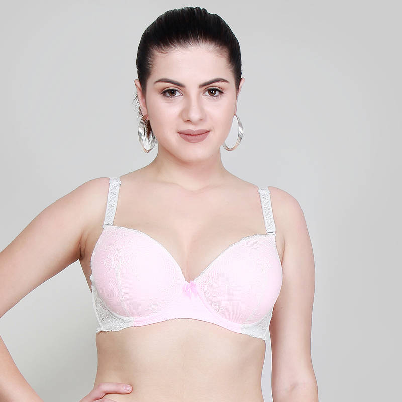 Makclan Playful Plunge Lace Underwired Dual Tone Bra - Pink (42D)