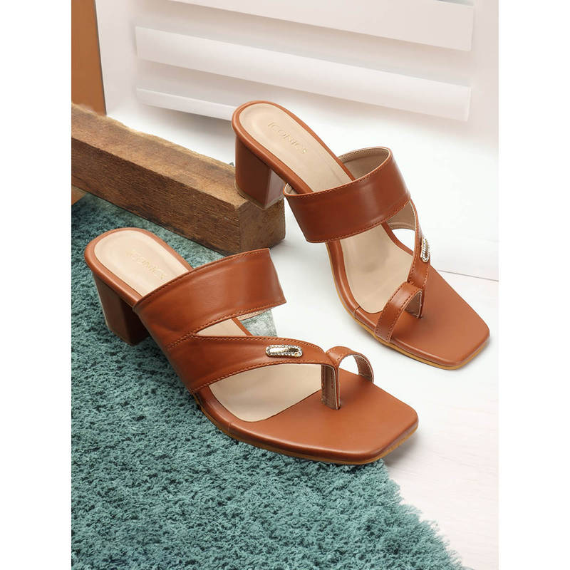 Iconics Womens Tan Color Comfortable Slip On Sandals (EURO 36)
