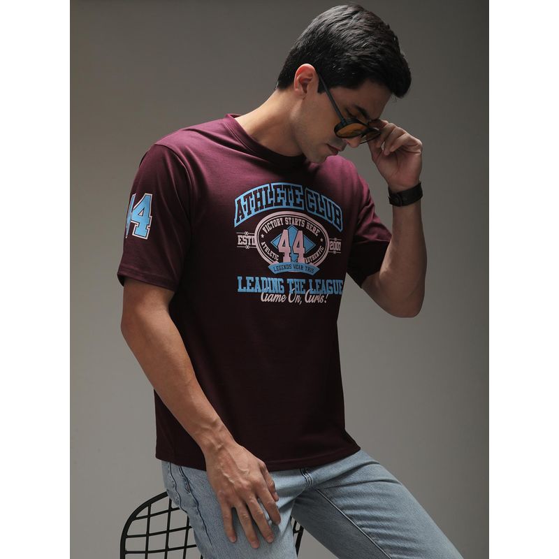 DILLINGER Mens Oversized Short Sleeve Printed T-shirt - Maroon (S)