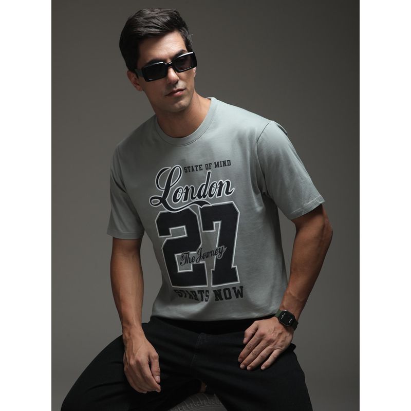 DILLINGER Mens Oversized Short Sleeve Typography T-shirt - Grey (S)