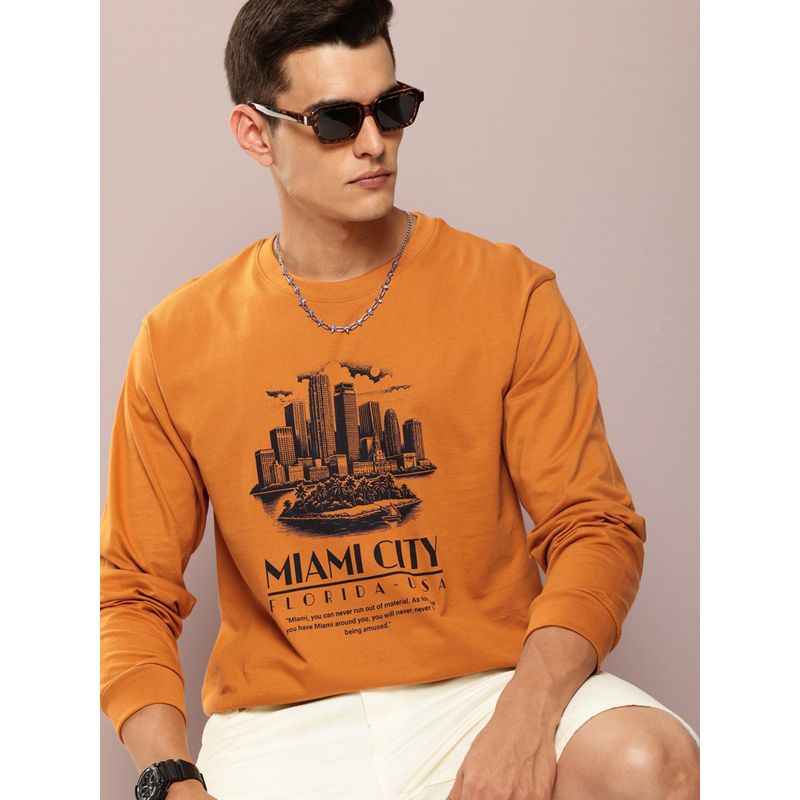 DILLINGER Mens Long Sleeve Oversized Graphic Cotton T-shirt - Yellow (XL)