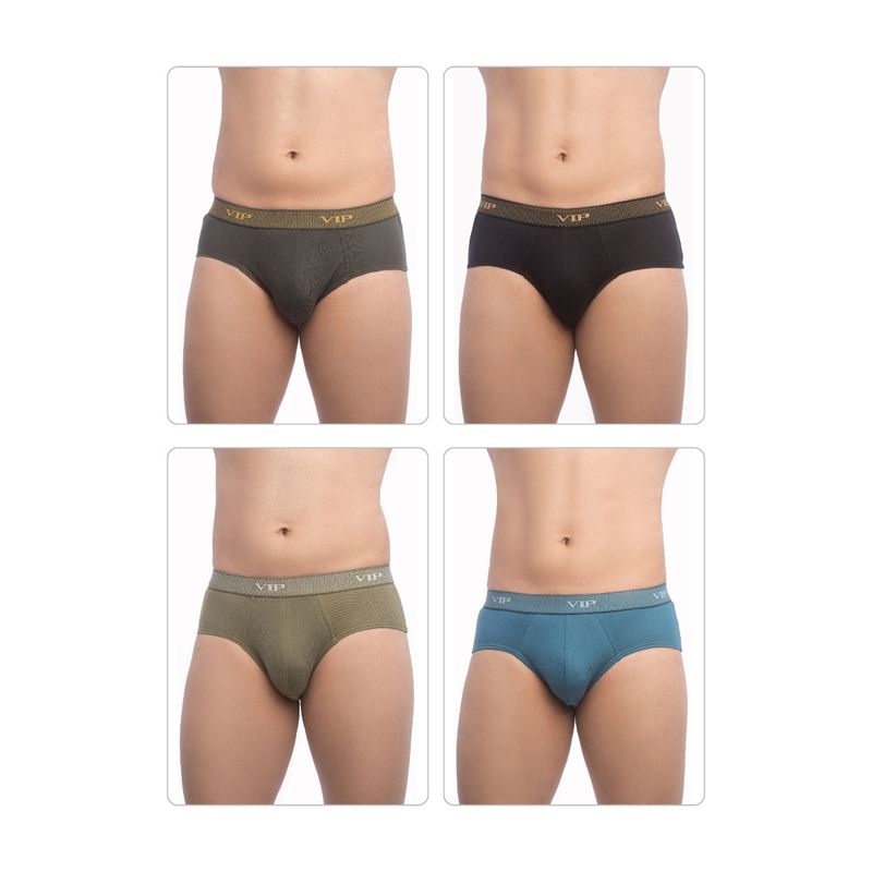 VIP Fresh Mens Cotton Briefs Assorted Colours (XL) (Set Of 4)