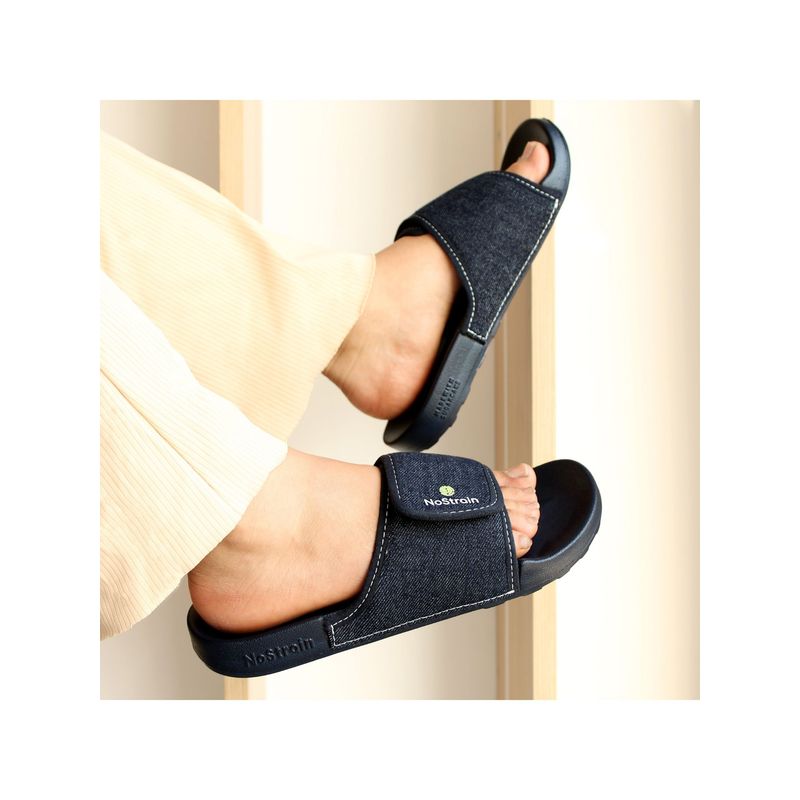 NoStrain Women Navy Blue Denim Sugar Sliders (UK 4)