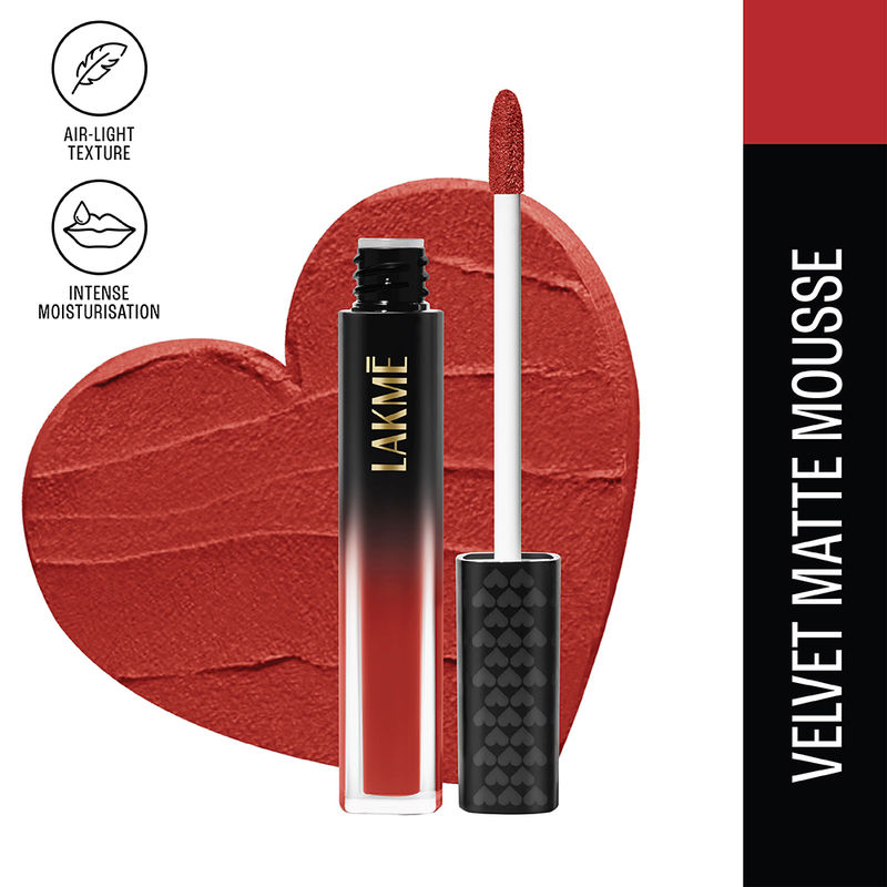 Lakme Xtraordin-Airy Velvet Lightweight Matte Lip Mousse With Cocoa Butter - The One Red