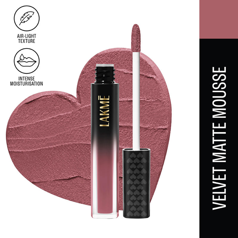 Lakme Xtraordin-Airy Velvet Lightweight Matte Lip Mousse With Cocoa Butter - Date Night Pink
