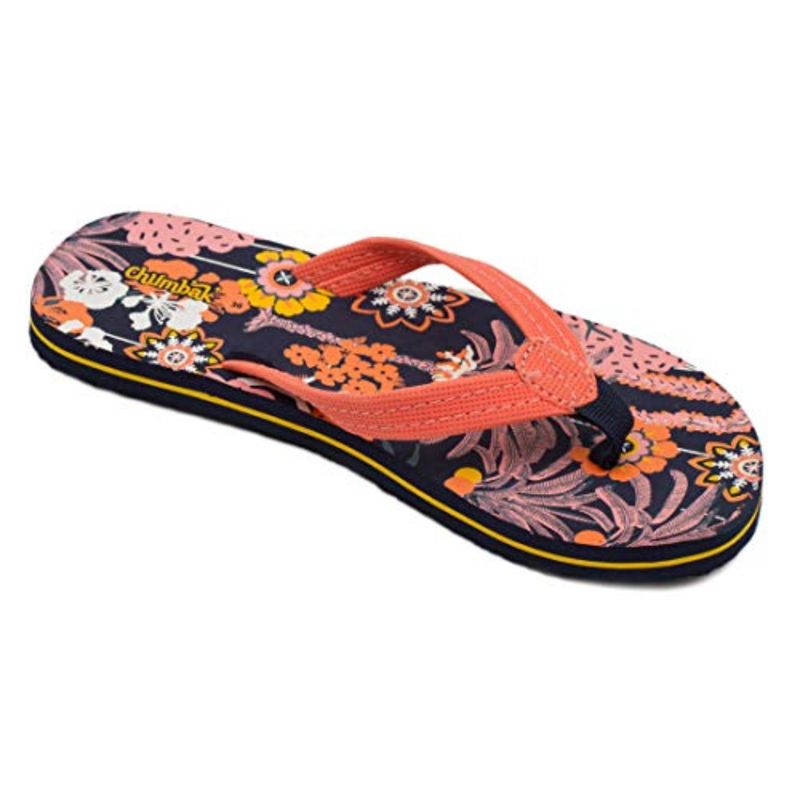 Buy Chumbak Palm Tree Florals Navy Blue Flip Flops Online