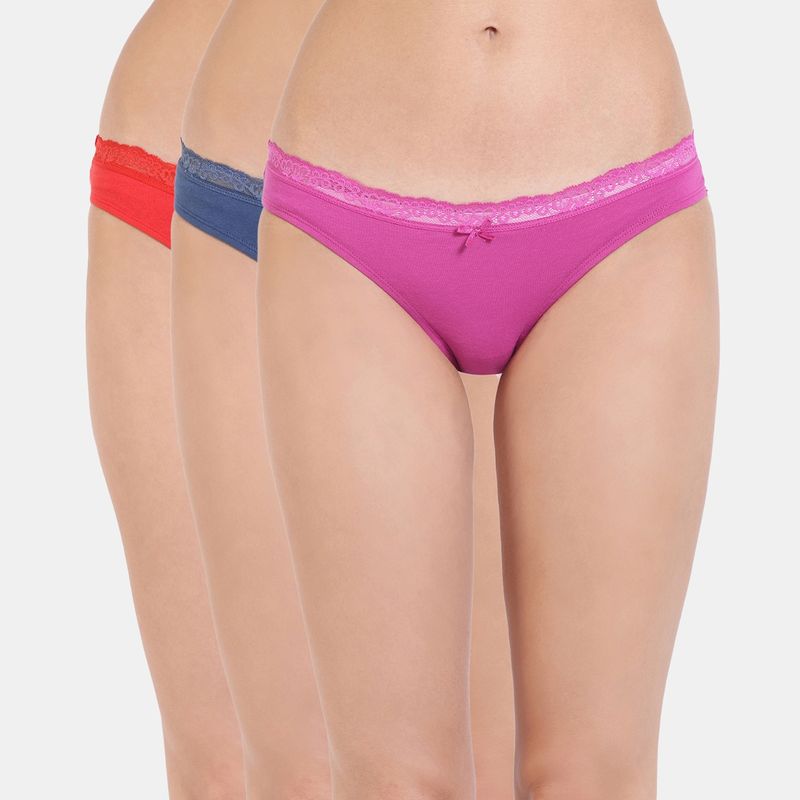Zivame Low Rise Full Coverage Bikini Panty - Assorted (Pack of 3) (M)