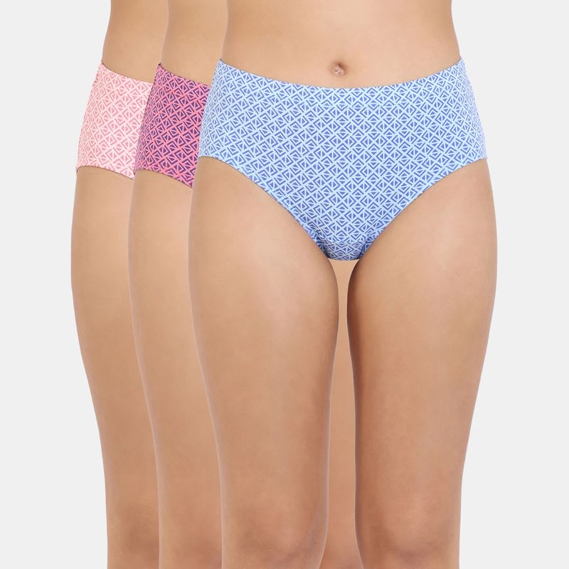 Zivame Anti-Microbial Medium Rise Full Coverage Hipster Panty -Assorted (Pack of 3) (S)