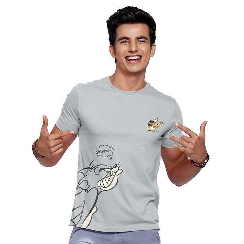 The Souled Store Men Official Tom And Jerry Angry Tom Grey T-Shirts (S)