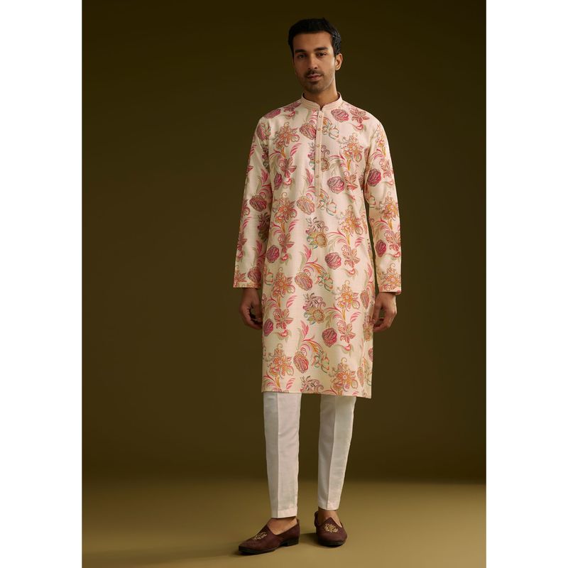 KALKI FASHION Pink Silk Kurta with Pant (Set of 2) (XL)