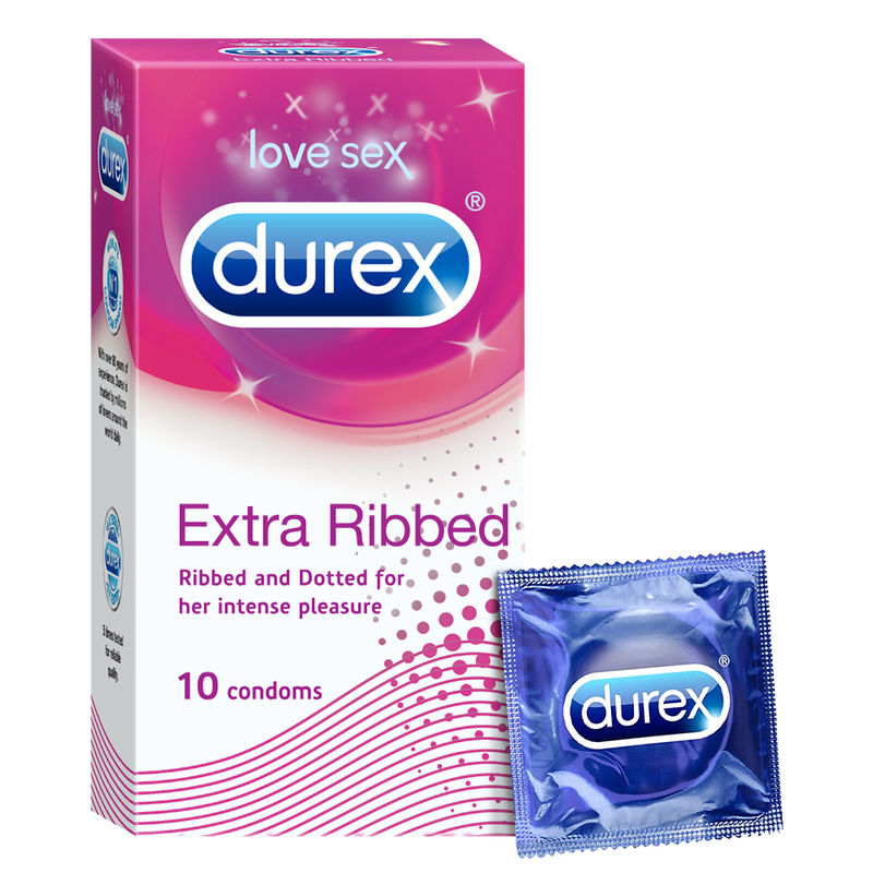 Durex Ribbed Condoms - Extra Ribbed - 10 Units