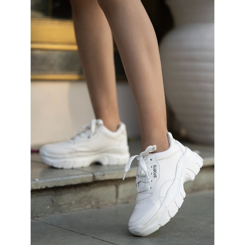 Shoetopia Women White Solid Walking Shoes (EURO 38)