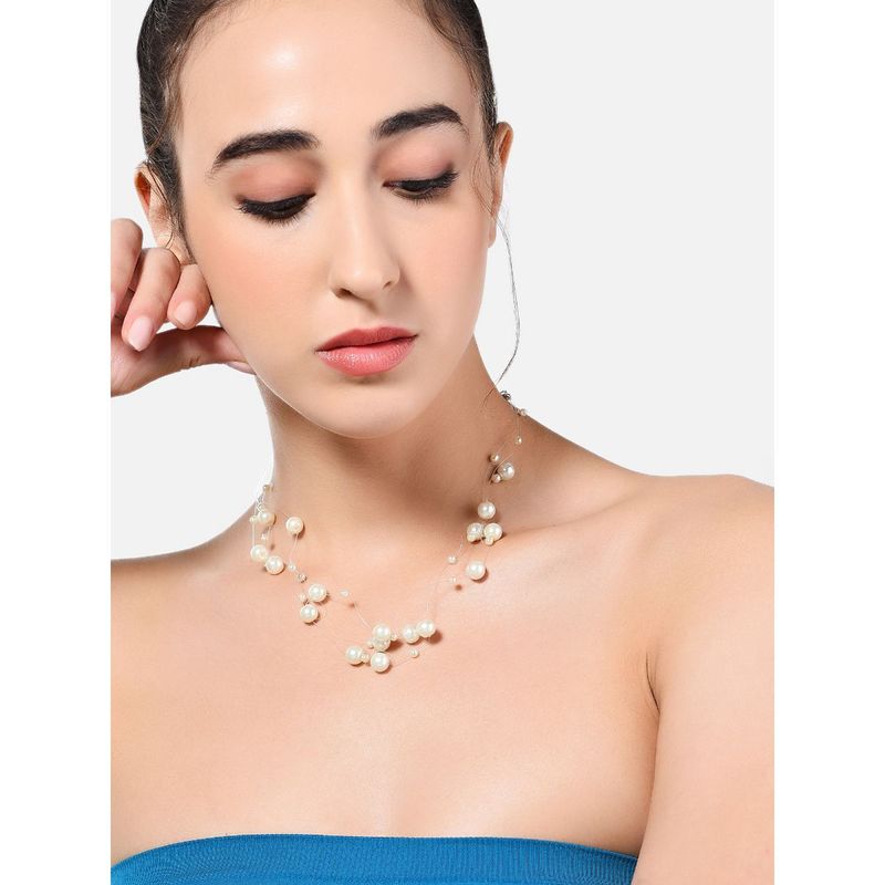 Zaveri Pearls Contemporary Multistrand Invisible Pearl Necklace-ZPFK10432 (White) At Nykaa, Best Beauty Products Online