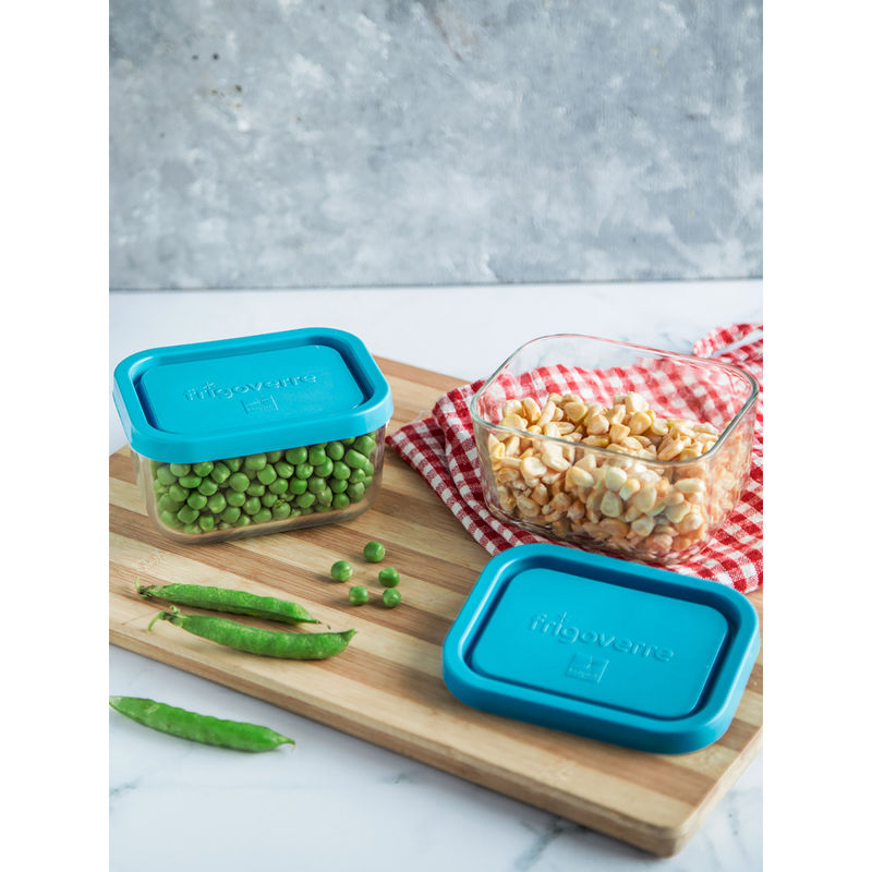 Buy Bormioli Rocco Frigoverre Blue Lid Rectangle Container Set of 2 Online