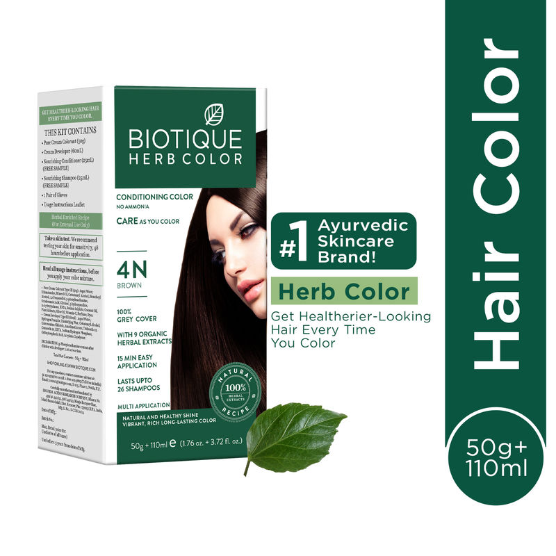 Biotique Herbcolor Hair Color 4N - Brown