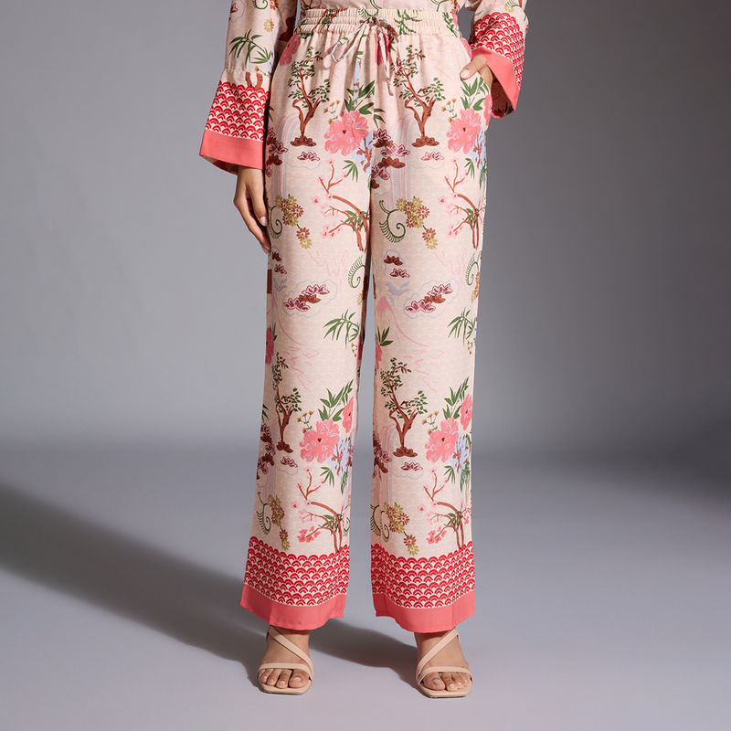 Twenty Dresses by Nykaa Fashion Multicolor Bohemianed Border High Waist Straight Pants (26)