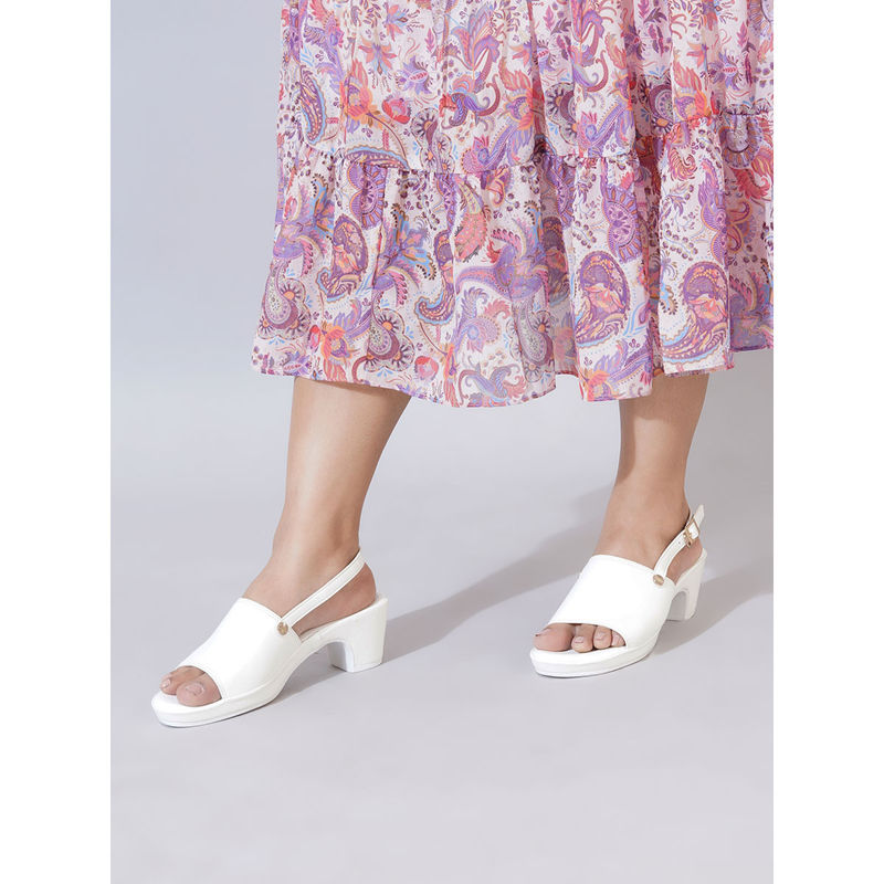 Sherrif Shoes Womens White Block Heels (EURO 41)