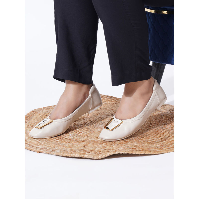 Sherrif Shoes Grey Casual Embellished Slip On Ballerinas (EURO 39)