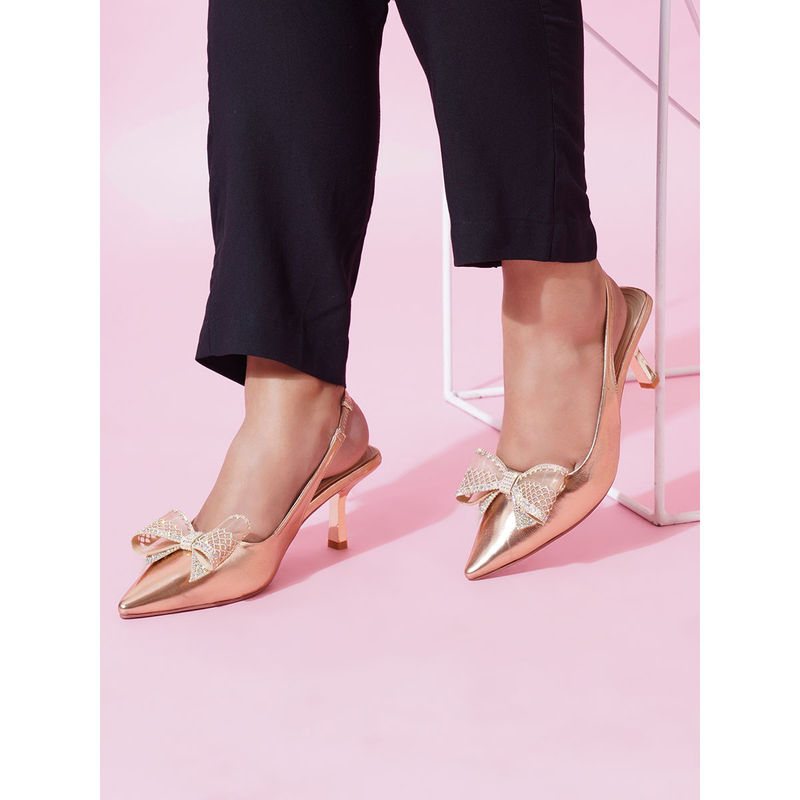 Sherrif Shoes Rose Gold Party Solid Backstrap Mules (EURO 33)