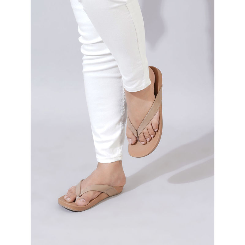 Sherrif Shoes Womens Slip On Khaki Flipflops (EURO 36)