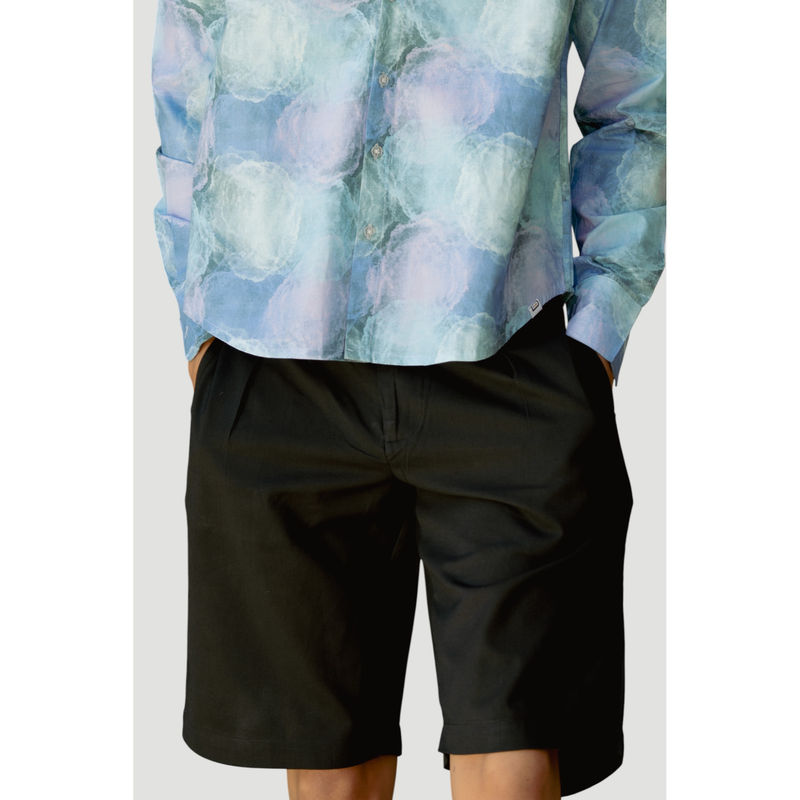 DRAGIT Men Black Midnight Linen Regular Fit Shorts (28)