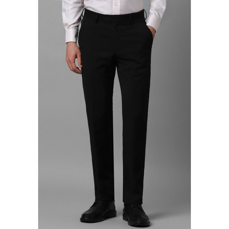 Louis Philippe Men Black Slim Fit Solid Flat Front Formal Trousers (36)