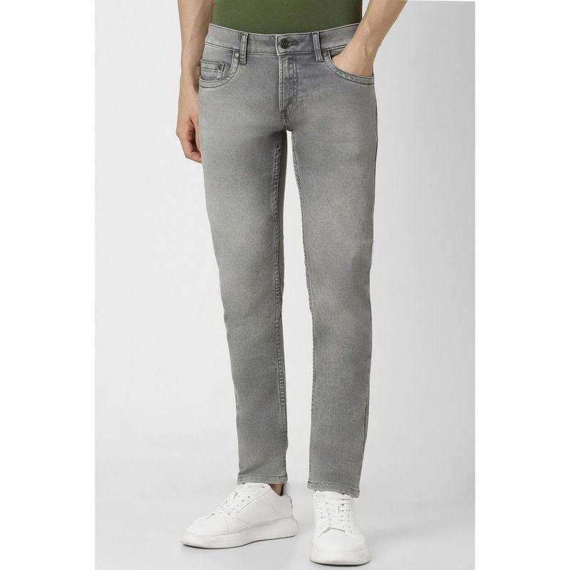 Peter England Men Grey Light Wash Low Fit Jeans (32)