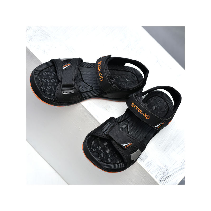 Buy WOODLAND Mens Black/Orange Sports Sandals Online