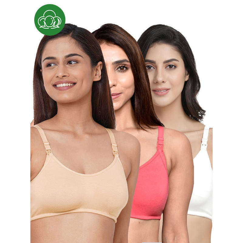 Inner Sense Women Organic Cotton Antimicrobial Feeding Bra (Pack of 3) (M)