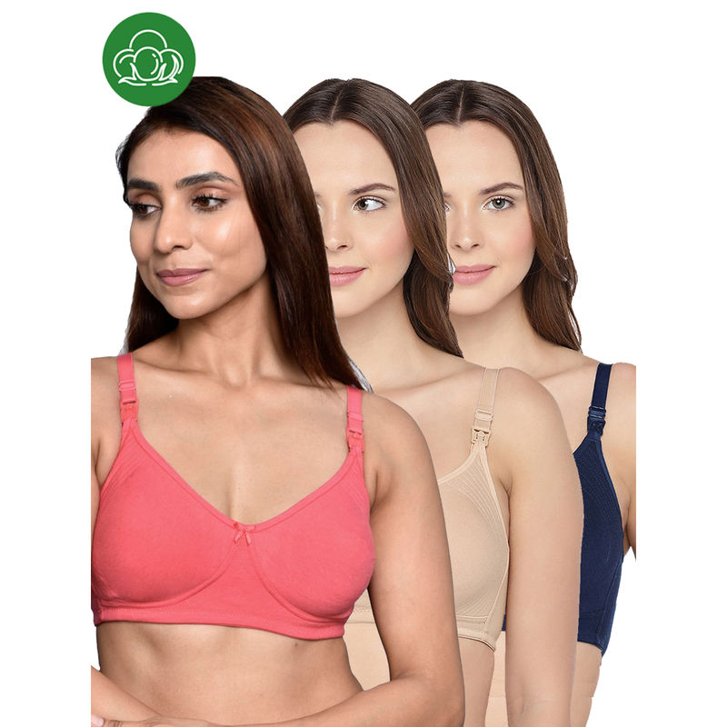 Inner Sense Women Organic Cotton Antimicrobial Feeding Bra (Pack of 3) (34B)