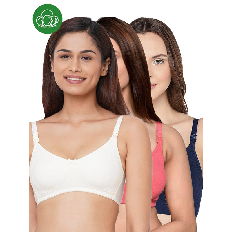 Inner Sense Women Organic Cotton Antimicrobial Feeding Bra (Pack of 3) (34B)