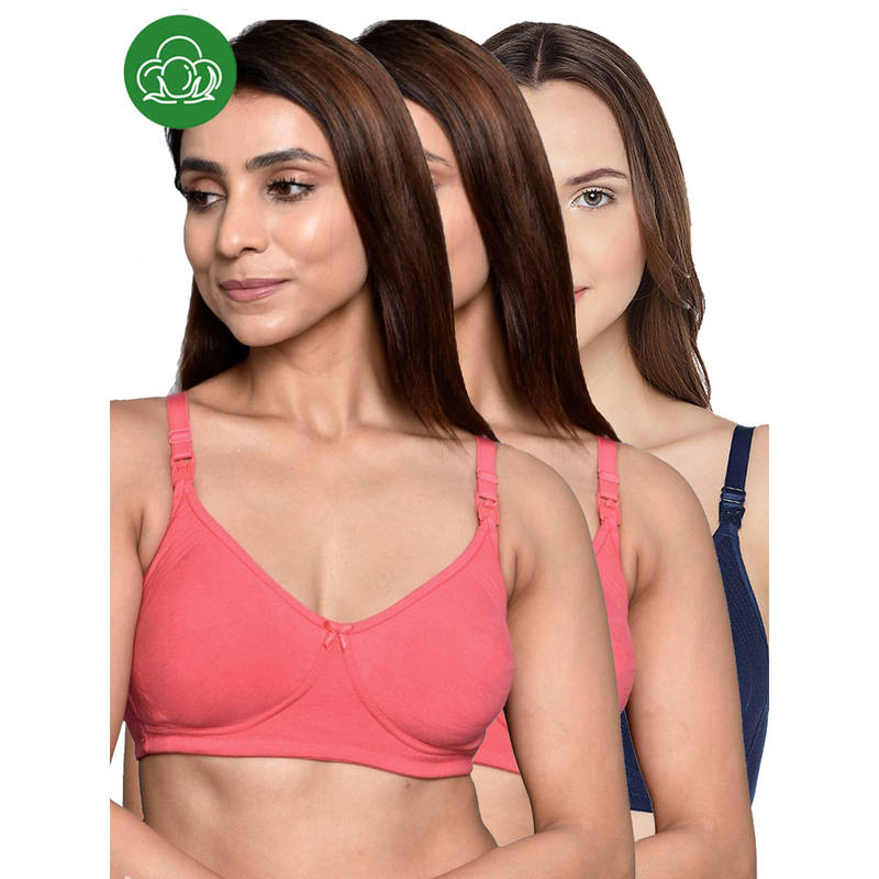 Inner Sense Women Organic Cotton Antimicrobial Feeding Bra (Pack of 3) (34B)