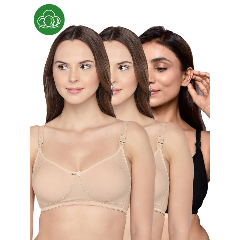 Inner Sense Women Organic Cotton Antimicrobial Feeding Bra (Pack of 3) (34B)