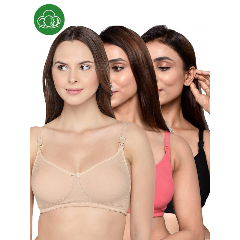 Inner Sense Women Organic Cotton Antimicrobial Feeding Bra (Pack of 3) (34B)