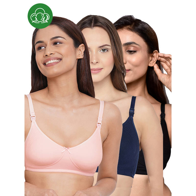 Inner Sense Women Organic Cotton Antimicrobial Feeding Bra (Pack of 3) (34B)