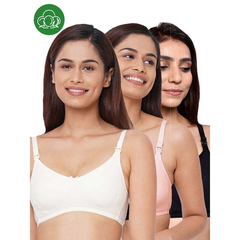 Inner Sense Women Organic Cotton Antimicrobial Feeding Bra (Pack of 3) (34B)