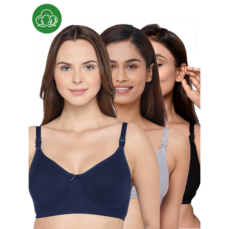 Inner Sense Women Organic Cotton Antimicrobial Feeding Bra (Pack of 3) (34B)