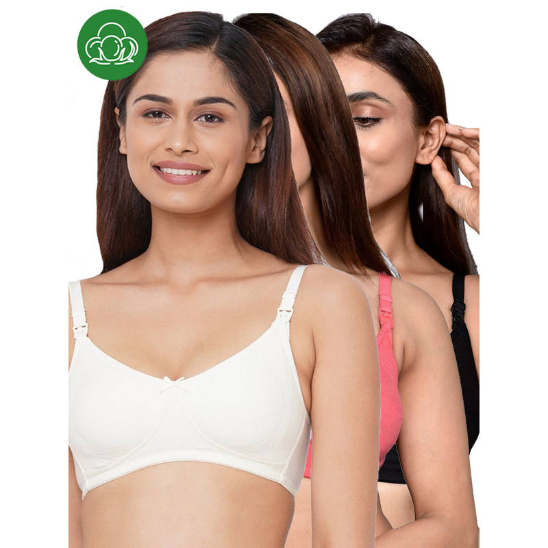 Inner Sense Women Organic Cotton Antimicrobial Feeding Bra (Pack of 3) (34B)